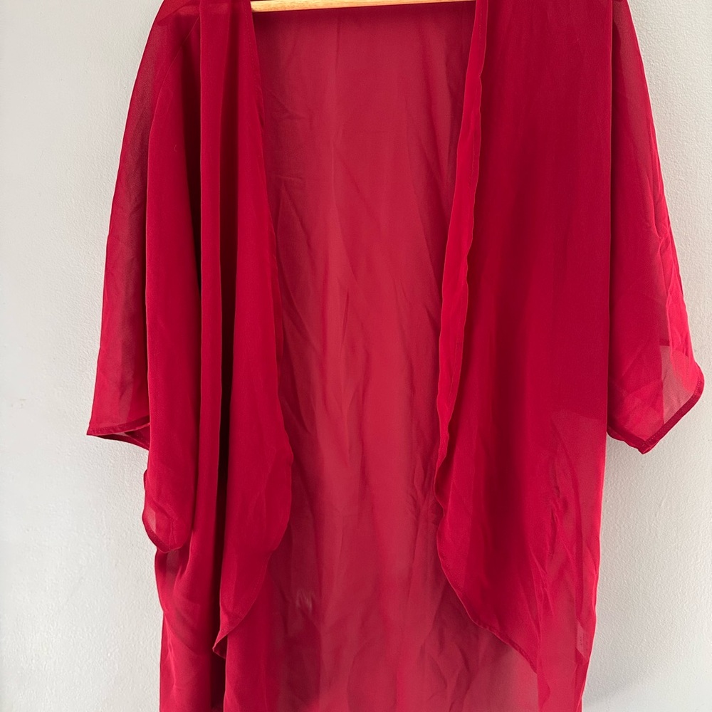 Chic Red Sheer Kimono